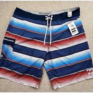 Billabong Board  Shorts Mens 40 Blue Orange All Day OG Stripe Swim Trunks